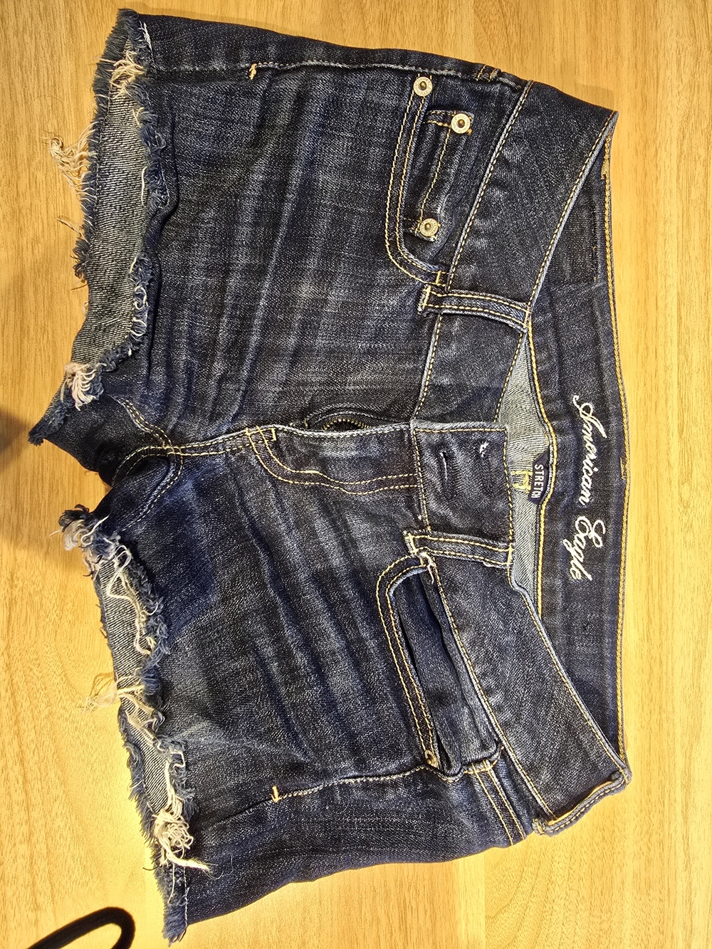 American Eagle Outfitters Women's Dark Wash Denim Cutoff Shorts - Navy Blue